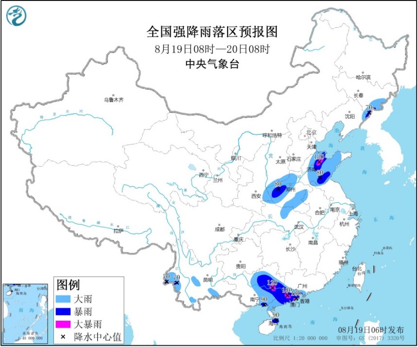 暴雨黄色预警：山东、广西、广东等局地有大暴雨