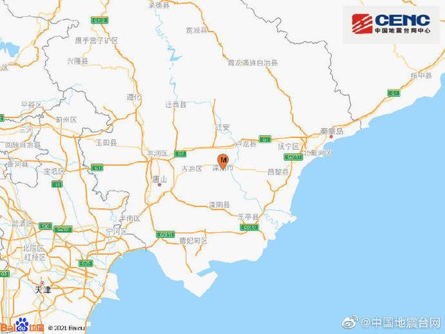 河北唐山市滦州市发生4.3级地震，震源深度9千米