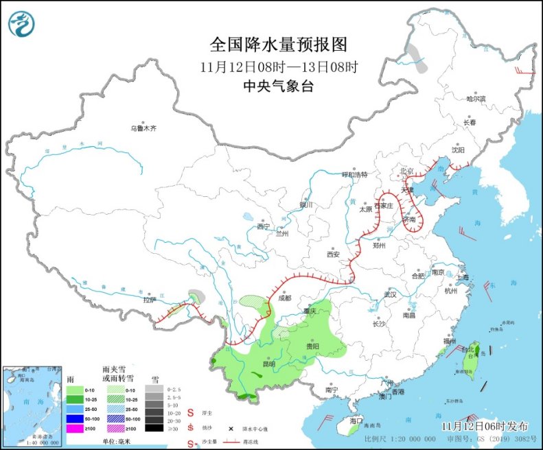 云南贵州等地多阴雨 云南西部和南部局地有中到大雨